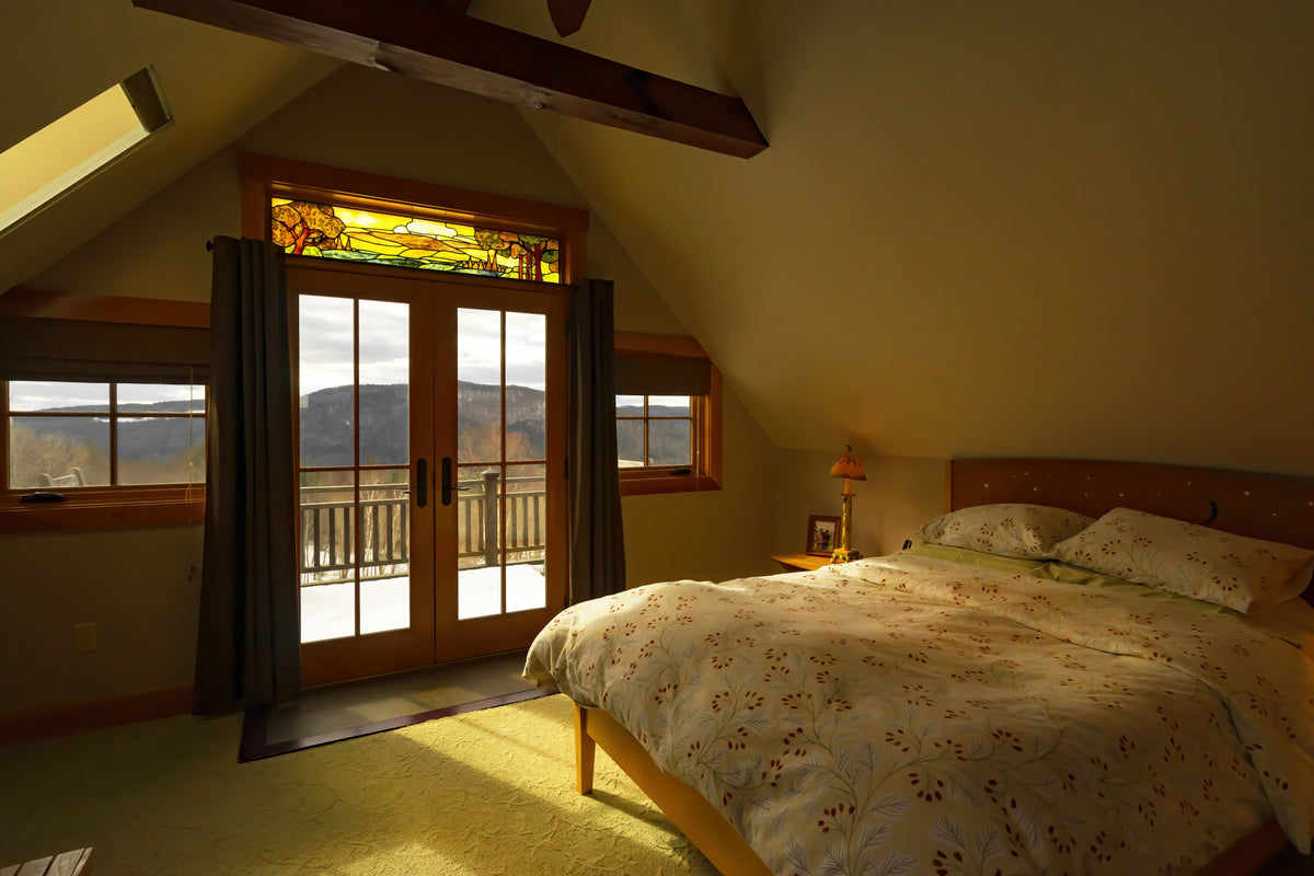 Peaceful autumn bedroom during the UK clock change