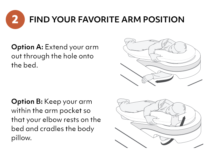 Arm hugging the pillow
